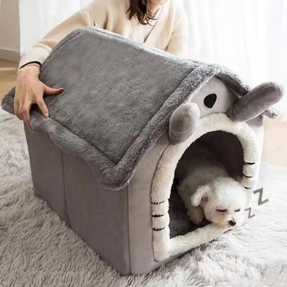 Soft Cat Bed Deep Sleep House Dog Cat Winter House Removable Cushion Enclosed Pet Tent For Kittens Puppy Cama Cat Supplies