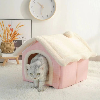 Soft Cat Bed Deep Sleep House Dog Cat Winter House Removable Cushion Enclosed Pet Tent For Kittens Puppy Cama Cat Supplies