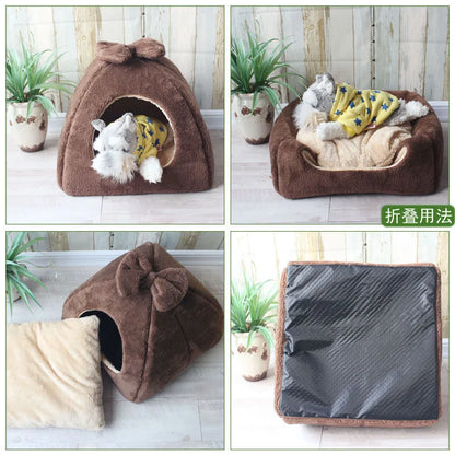 Winter Warm Pet Dog House Cat Bed Mat Removeable Kennel Nest Pet Basket Soft Comfortable Kitten Sleeping Pet Nest Cats Product