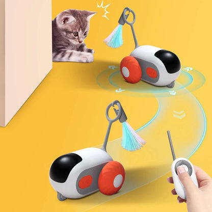 Smart Cat Toy Car Interactive Cat Toy Ball Automatic Rolling Remote Control Toy Car Indoor Cat Accessories Pet Kitten Supplies