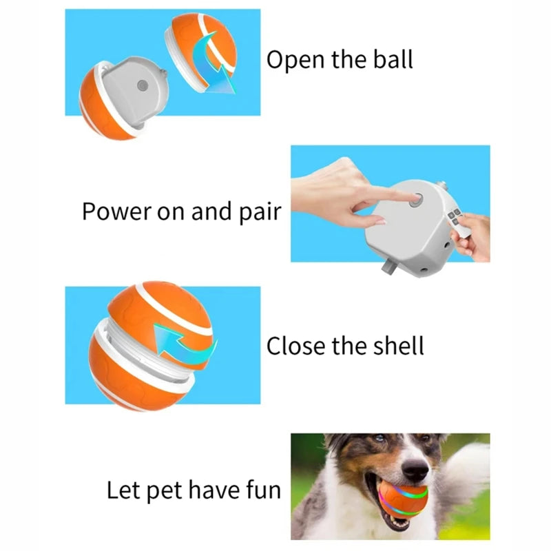 Smart Interactive Pet Ball Remote Control Flashing Rolling Jumping Rotating Waterproof Dog Chew Toy Ball for Aggressive Chewers