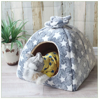 Winter Warm Pet Dog House Cat Bed Mat Removeable Kennel Nest Pet Basket Soft Comfortable Kitten Sleeping Pet Nest Cats Product